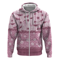 Hawaii Christmas In July Zip Hoodie Dusty Pink Mele Kalikimaka Sea Animals