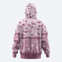 Hawaii Christmas In July Zip Hoodie Dusty Pink Mele Kalikimaka Sea Animals