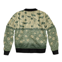 Hawaii Christmas In July Bomber Jacket Olive Green Mele Kalikimaka Sea Animals DT05 - Polynesian Pride
