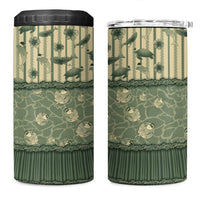 Hawaii Christmas In July 4 in 1 Can Cooler Tumbler Olive Green Mele Kalikimaka Sea Animals