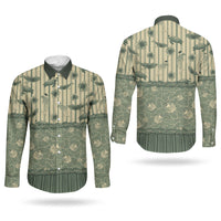 Hawaii Christmas In July Couples Matching Off The Shoulder Long Sleeve Dress and Long Sleeve Button Shirt Olive Green Mele Kalikimaka Sea Animals DT05 - Polynesian Pride