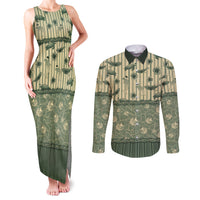 Hawaii Christmas In July Couples Matching Tank Maxi Dress and Long Sleeve Button Shirt Olive Green Mele Kalikimaka Sea Animals DT05 Green - Polynesian Pride