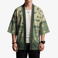 Hawaii Christmas In July Kimono Olive Green Mele Kalikimaka Sea Animals