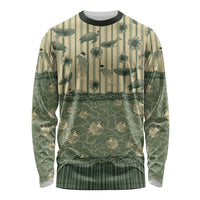 Hawaii Christmas In July Long Sleeve Shirt Olive Green Mele Kalikimaka Sea Animals