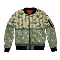 Hawaii Christmas In July Sleeve Zip Bomber Jacket Olive Green Mele Kalikimaka Sea Animals DT05 Unisex Green - Polynesian Pride