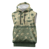 Hawaii Christmas In July Sleeveless Hoodie Olive Green Mele Kalikimaka Sea Animals DT05 Green - Polynesian Pride