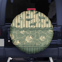 Hawaii Christmas In July Spare Tire Cover Olive Green Mele Kalikimaka Sea Animals
