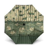 Hawaii Christmas In July Umbrella Olive Green Mele Kalikimaka Sea Animals DT05 One Size Folded 11.42 inch Opened Diameter 37.4 inch Green - Polynesian Pride