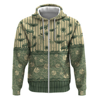 Hawaii Christmas In July Zip Hoodie Olive Green Mele Kalikimaka Sea Animals