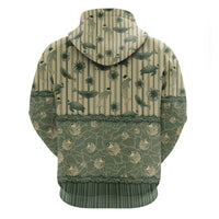 Hawaii Christmas In July Zip Hoodie Olive Green Mele Kalikimaka Sea Animals