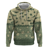 Hawaii Christmas In July Zip Hoodie Olive Green Mele Kalikimaka Sea Animals
