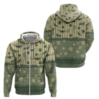 Hawaii Christmas In July Zip Hoodie Olive Green Mele Kalikimaka Sea Animals