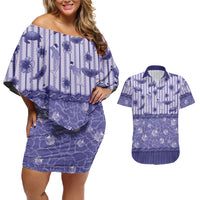 Hawaii Christmas In July Couples Matching Off Shoulder Short Dress and Hawaiian Shirt Amethyst Purple Mele Kalikimaka Sea Animals DT05 Purple - Polynesian Pride