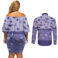 Hawaii Christmas In July Couples Matching Off Shoulder Short Dress and Long Sleeve Button Shirt Amethyst Purple Mele Kalikimaka Sea Animals DT05 - Polynesian Pride