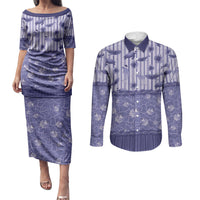Hawaii Christmas In July Couples Matching Puletasi and Long Sleeve Button Shirt Amethyst Purple Mele Kalikimaka Sea Animals DT05 Purple - Polynesian Pride