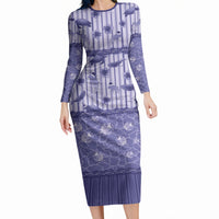 Hawaii Christmas In July Long Sleeve Bodycon Dress Amethyst Purple Mele Kalikimaka Sea Animals DT05 Long Dress Purple - Polynesian Pride