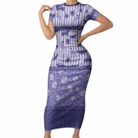 Hawaii Christmas In July Short Sleeve Bodycon Dress Amethyst Purple Mele Kalikimaka Sea Animals DT05 Long Dress Purple - Polynesian Pride