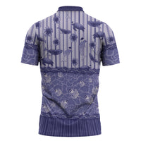 Hawaii Christmas In July Zipper Polo Shirt Amethyst Purple Mele Kalikimaka Sea Animals DT05 - Polynesian Pride