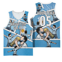Custom Argentina Football Basketball Jersey Goat Comic Style Sun Of May
