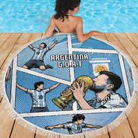 Argentina Football Beach Blanket Goat Comic Style Sun Of May