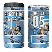 Custom Argentina Football 4 in 1 Can Cooler Tumbler Goat Comic Style Sun Of May