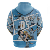 Custom Argentina Football Hoodie Goat Comic Style Sun Of May