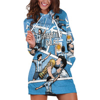 Custom Argentina Football Hoodie Dress Goat Comic Style Sun Of May