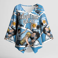 Custom Argentina Football Kimono Sleeve Blouse Goat Comic Style Sun Of May