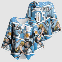 Custom Argentina Football Kimono Sleeve Blouse Goat Comic Style Sun Of May