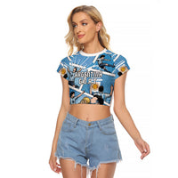 Custom Argentina Football Raglan Cropped T Shirt Goat Comic Style Sun Of May