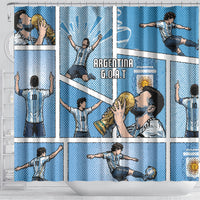 Argentina Football Shower Curtain Goat Comic Style Sun Of May