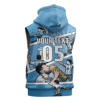 Custom Argentina Football Sleeveless Hoodie Goat Comic Style Sun Of May