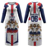 Custom England Football Couples Matching Long Sleeve Bodycon Dress and Long Sleeve Button Shirt Three Lions Trophy St George Cross