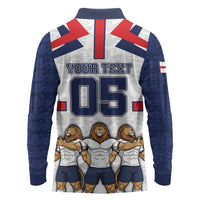 Custom England Football Long Sleeve Polo Shirt Three Lions Trophy St George Cross