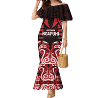 Custom Aotearoa Ngapuhi Family Matching Mermaid Dress and Hawaiian Shirt Maori Pattern New Zealand DT05 Mom's Dress Red - Polynesian Pride