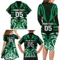 Custom Aotearoa Ngai Tahu Family Matching Long Sleeve Bodycon Dress and Hawaiian Shirt Maori Pattern New Zealand DT05 - Polynesian Pride