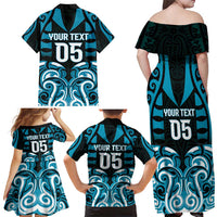 Custom Aotearoa Ngati Porou Family Matching Off Shoulder Maxi Dress and Hawaiian Shirt Maori Pattern New Zealand DT05 - Polynesian Pride