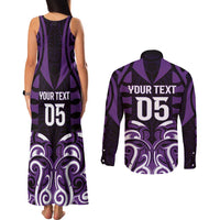 Custom Aotearoa Rangitane Couples Matching Tank Maxi Dress and Long Sleeve Button Shirt Maori Pattern New Zealand - Polynesian Pride