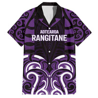 Custom Aotearoa Rangitane Family Matching Long Sleeve Bodycon Dress and Hawaiian Shirt Maori Pattern New Zealand DT05 Dad's Shirt - Short Sleeve Purple - Polynesian Pride