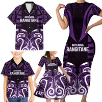 Custom Aotearoa Rangitane Family Matching Short Sleeve Bodycon Dress and Hawaiian Shirt Maori Pattern New Zealand DT05 - Polynesian Pride