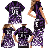 Custom Aotearoa Rangitane Family Matching Short Sleeve Bodycon Dress and Hawaiian Shirt Maori Pattern New Zealand DT05 - Polynesian Pride