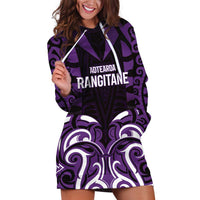 Custom Aotearoa Rangitane Hoodie Dress Maori Pattern New Zealand DT05 Purple - Polynesian Pride