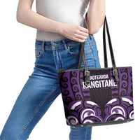 Aotearoa Rangitane Leather Tote Bag Maori Pattern New Zealand - Polynesian Pride