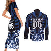 Custom Aotearoa Ngati Tuwharetoa Couples Matching Short Sleeve Bodycon Dress and Long Sleeve Button Shirt Maori Pattern New Zealand DT05 - Polynesian Pride