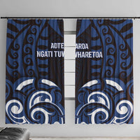 Aotearoa Ngati Tuwharetoa Window Curtain Maori Pattern New Zealand DT05 With Hooks Navy - Polynesian Pride