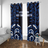 Aotearoa Ngati Tuwharetoa Window Curtain Maori Pattern New Zealand DT05 With Grommets Navy - Polynesian Pride
