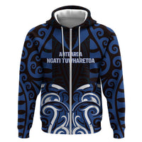 Custom Aotearoa Ngati Tuwharetoa Zip Hoodie Maori Pattern New Zealand DT05 Zip Hoodie Navy - Polynesian Pride