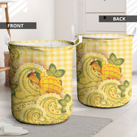 Hawaii Palaka Laundry Basket Cute Ripe Mango Turtle On The Waves