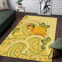 Hawaii Palaka Area Rug Cute Ripe Mango Turtle On The Waves