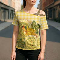 Hawaii Palaka Cross Shoulder Shirt Cute Ripe Mango Turtle On The Waves
